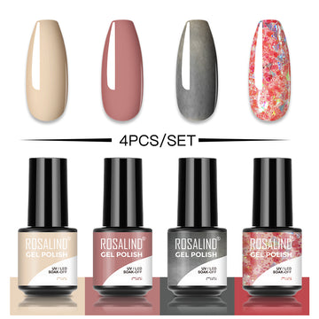 ROSALIND Soak Off Mini Gel Polish Set 4PCS Set Bright For Nail Art Design LED/UV Lamp